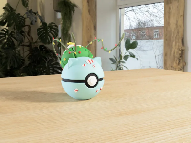 #0001 Bulbasaur Christmas Pokéball 3D | Decoración Pokémon