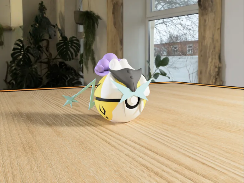 #0243 Raikou Pokéball 3D | Decoración Pokémon