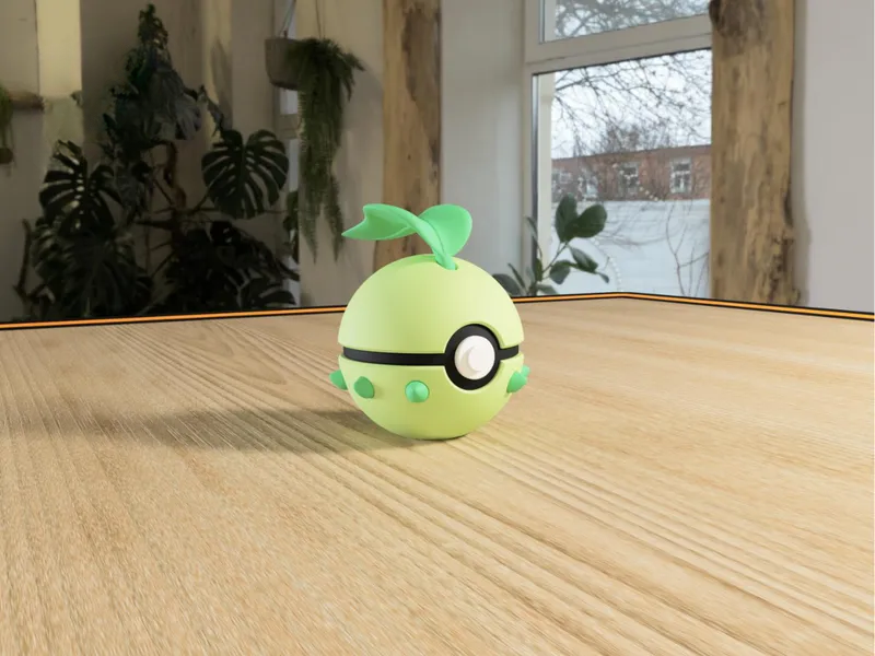 #0152 Chikorita Pokéball 3D | Decoración Pokémon