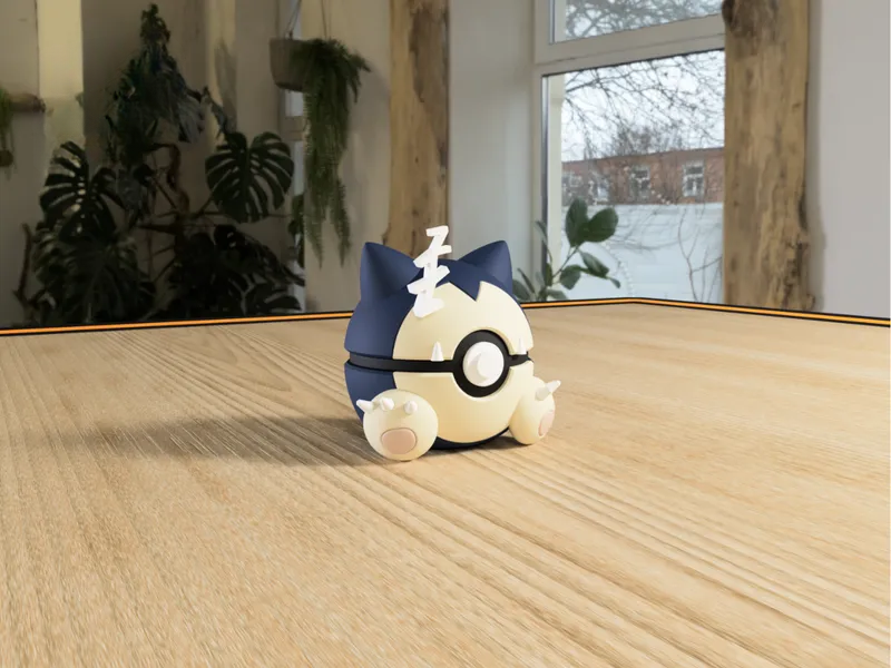 #0143 Snorlax Pokéball 3D | Decoración Pokémon