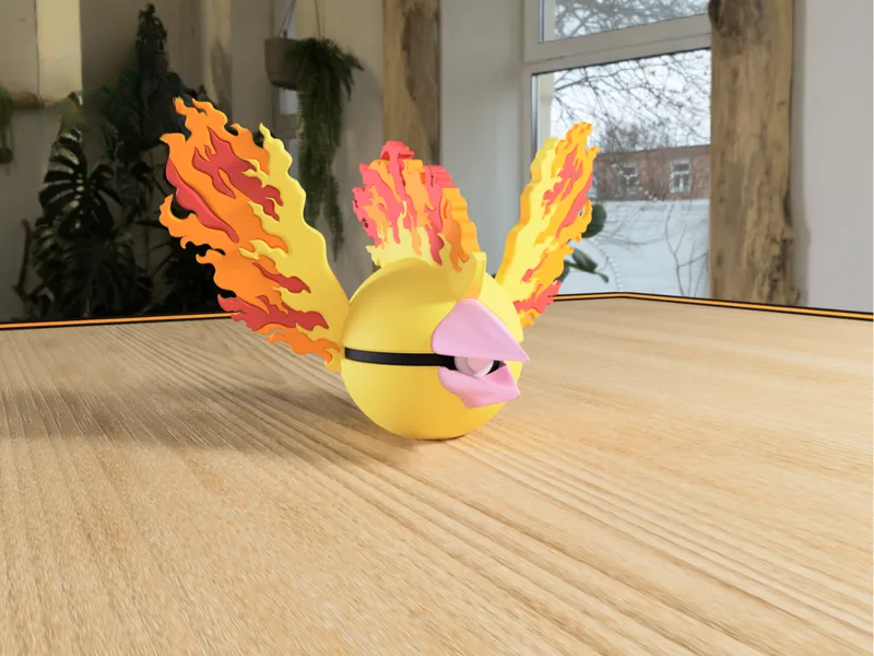 #0146 Moltres Pokéball 3D | Decoración Pokémon