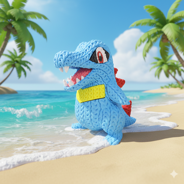 Pokemon Totodile - Knitted - Crochet