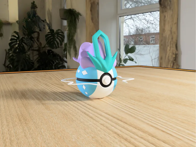 #0245 Suicune Pokéball 3D | Decoración Pokémon