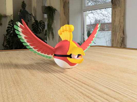 #0250 Ho Oh Pokéball 3D | Decoración Pokémon