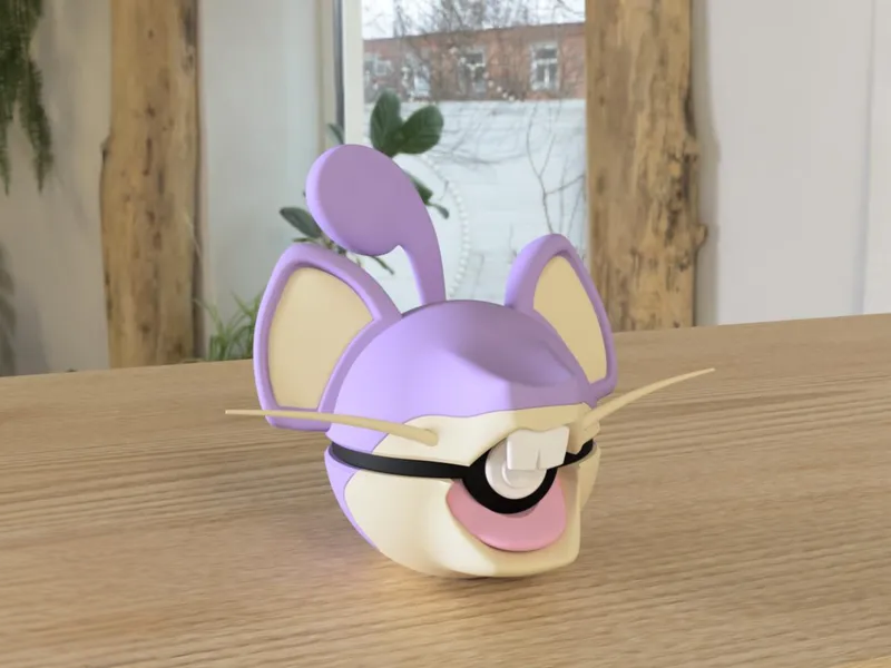 #0019 Rattata Pokéball 3D | Decoración Pokémon
