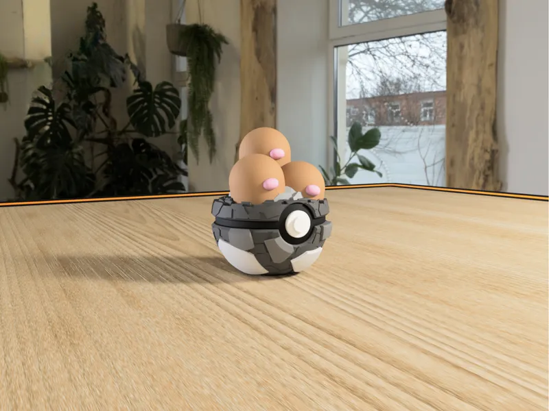 #0051 Dugtrio Pokéball 3D | Decoración Pokémon