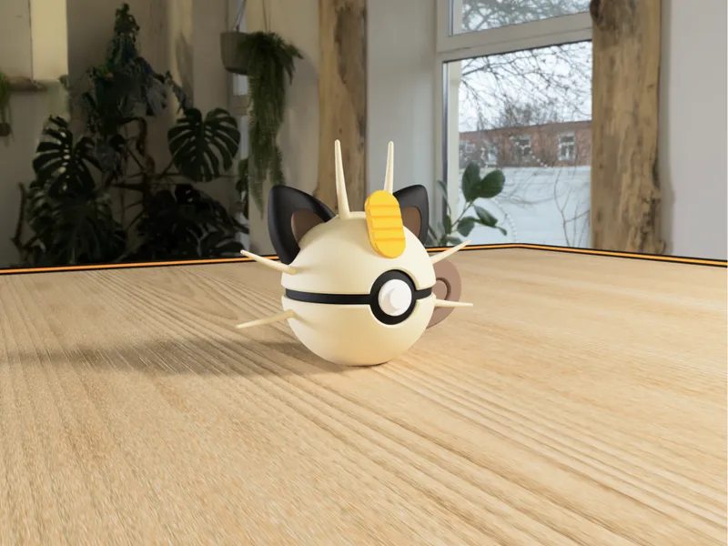 #0052 Meowth Pokéball 3D | Decoración Pokémon