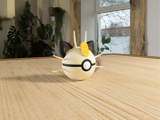 #0052 Meowth Pokéball 3D | Decoración Pokémon
