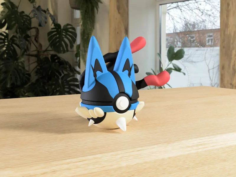 #0448 Mega Lucario Pokéball 3D | Decoración Pokémon