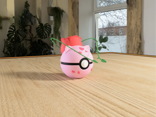 #0001 Bulbasaur Rose Pokéball 3D | Decoración Pokémon